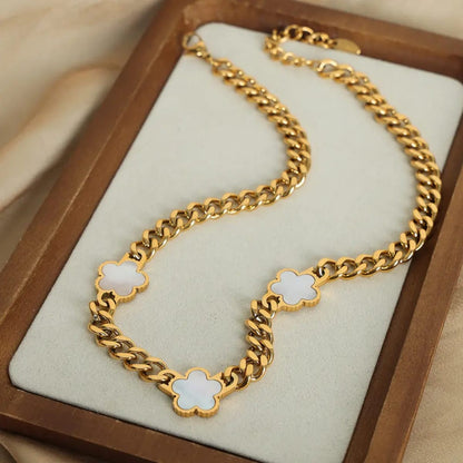 Gold Pearl Clover Necklace
