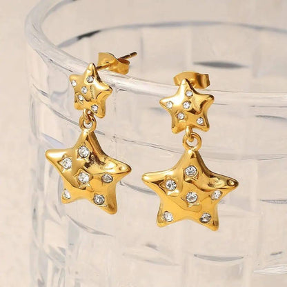 Gold Star Dangler Earrings