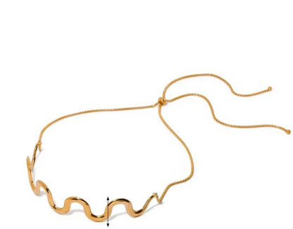 Gold Wave Melt Statement Choker For Women