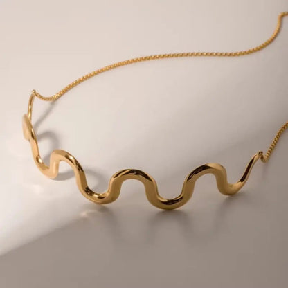 Gold Wave Melt Statement Choker For Women